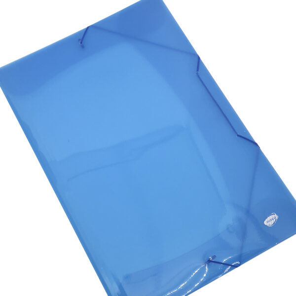 Carpeta azul transp. plastificada oficio 3 solapas con elastico art.0163