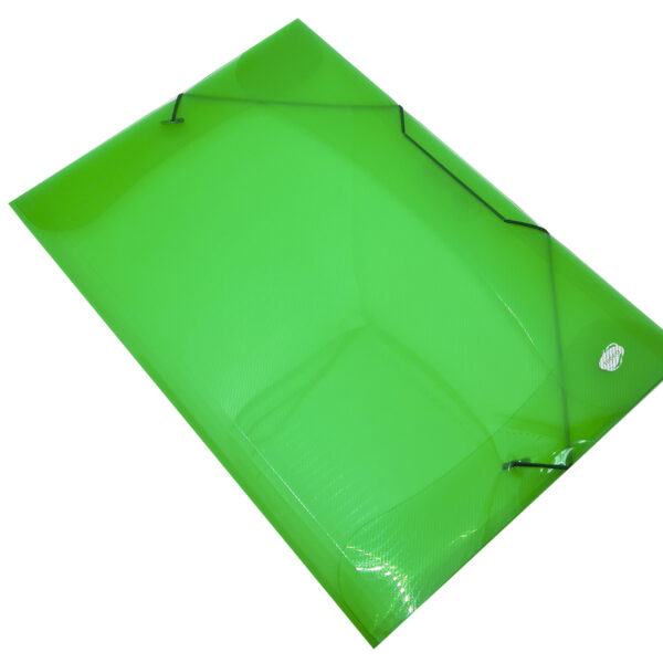 Carpeta verde plastificada transp. oficio 3 solapas con elastico art.0163