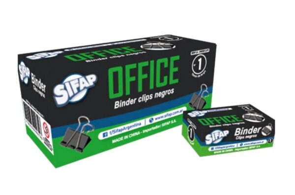 Binder negro Sifap 19 mm x docena