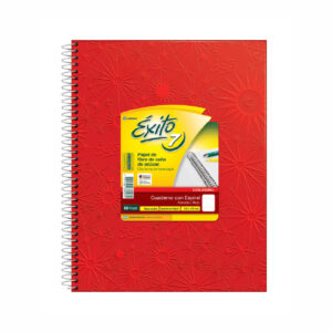 Cuaderno Éxito N° 7, 21×27 cm., 60 hojas rayadas, tapa dura, color rojo