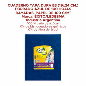 Cuaderno ÉXITO Nº3 100 Hojas Rayadas Tapa Dura Azul