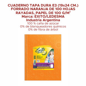 Cuaderno ÉXITO Nº3 100 Hojas Rayadas Tapa Dura Naranja
