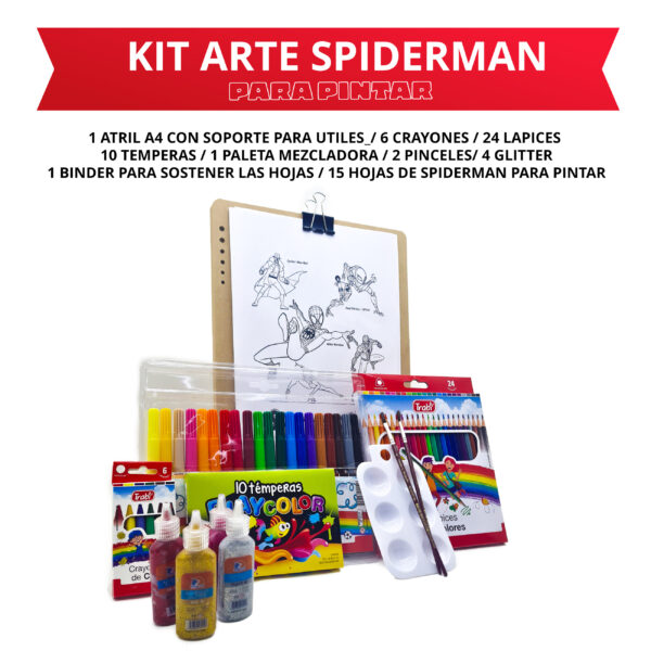 Kit de arte para niños + dibujos para colorear de spiderman. - Imagen 2