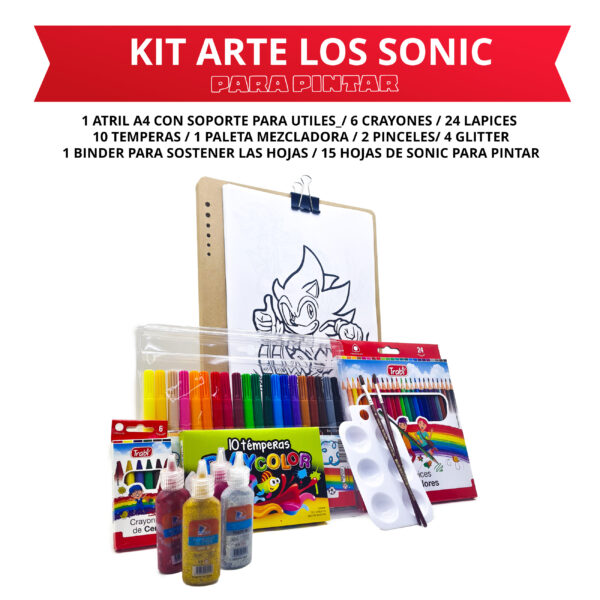 kit arte niños set infantil+ dibu. para pintar sonic - Imagen 2