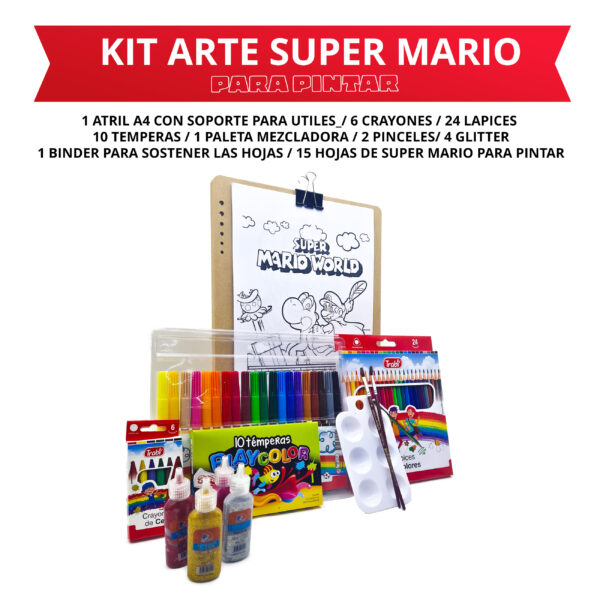 Kit de arte para niños+ con dibujos para pintar de mario bros - Imagen 2