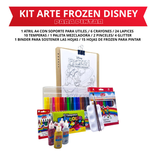 Kit de arte para niños set infantil+ dibujos para pintar frozen Disney - Imagen 2