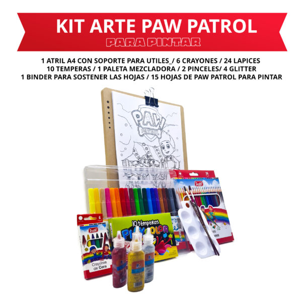 Kit de arte para niños + dibujos para pintar paw patrol - Imagen 2