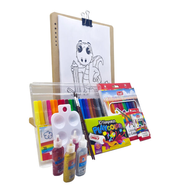 Kit de arte para niños con dibujos para colorear de dinosaurio