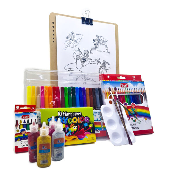 Kit de arte para niños + dibujos para colorear de spiderman.