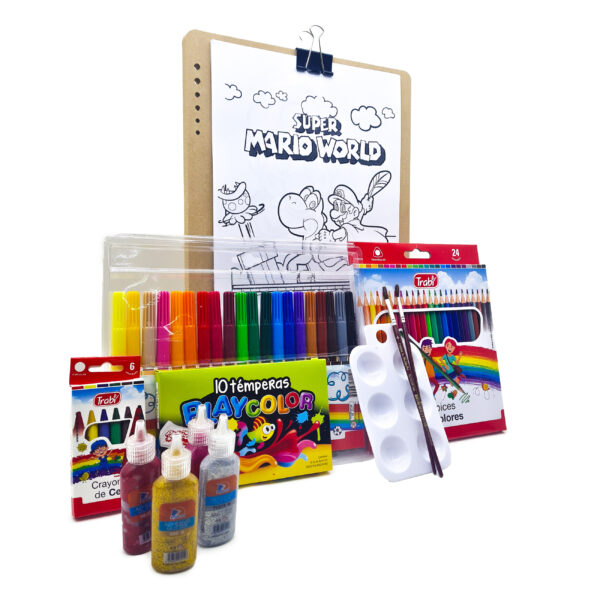 Kit de arte para niños+ con dibujos para pintar de mario bros