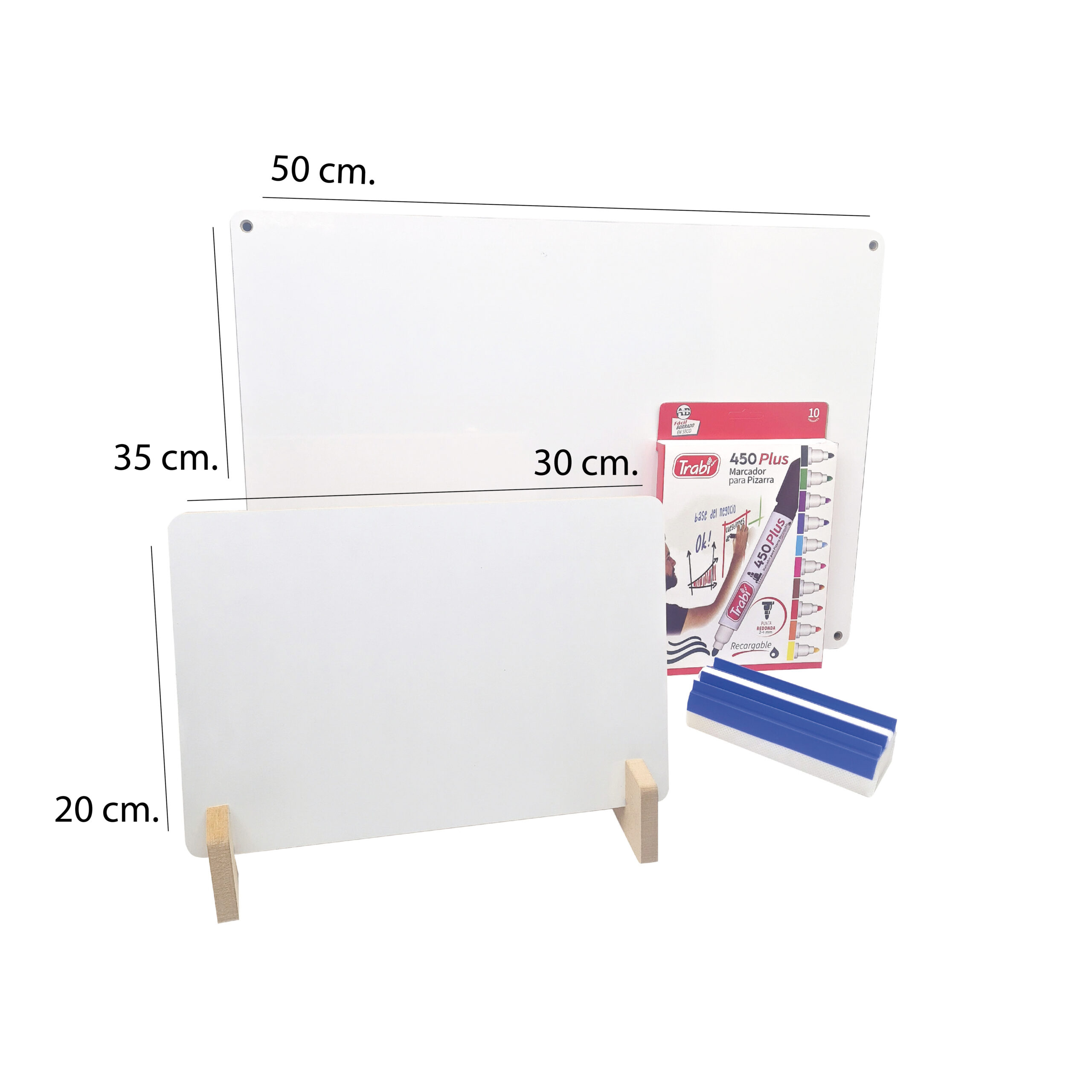 Combo Dos Pizarras Blancas (30x20-50x35) + Accesorios - Imagen 2