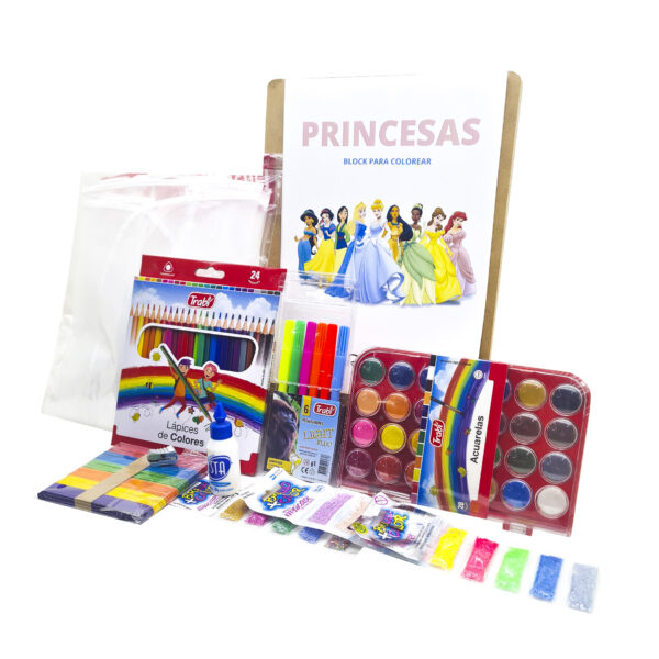 Full Kit Arte Niños Set Infantil + Block De Hojas Princesas