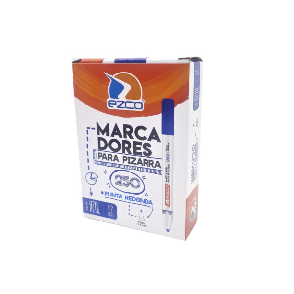 Marcador/fibra Para Pizarra Punta Redonda Ezco 250 Azul X 12