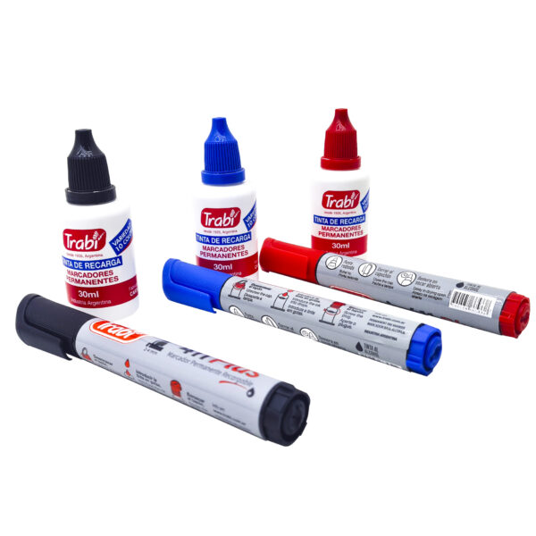 Kit Set 3 Marcadores Recargables Permanentes + 3 Tintas