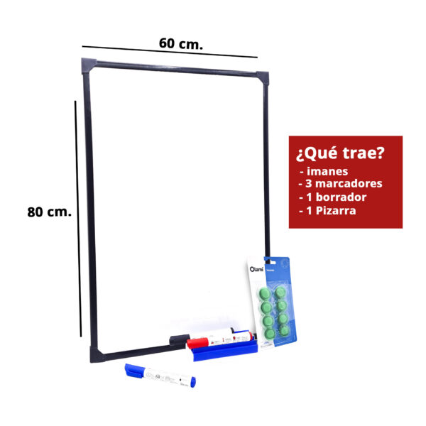 Pizarra/pizarrón Magnética Blanca 60 X 80 Cm + Accesorios - Imagen 2