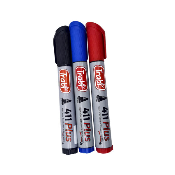 Marcador/Fibron Permanente Punta Redonda Recargable X 3 U
