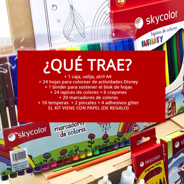 Kit Escolar Caja Infantil Atril + Hojas Para Pintar Disney - Imagen 2