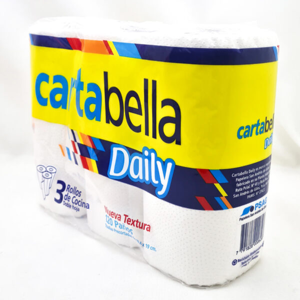 Rollo De Cocina Doble Hoja Cartabella Daily X3 Unidades - Imagen 2