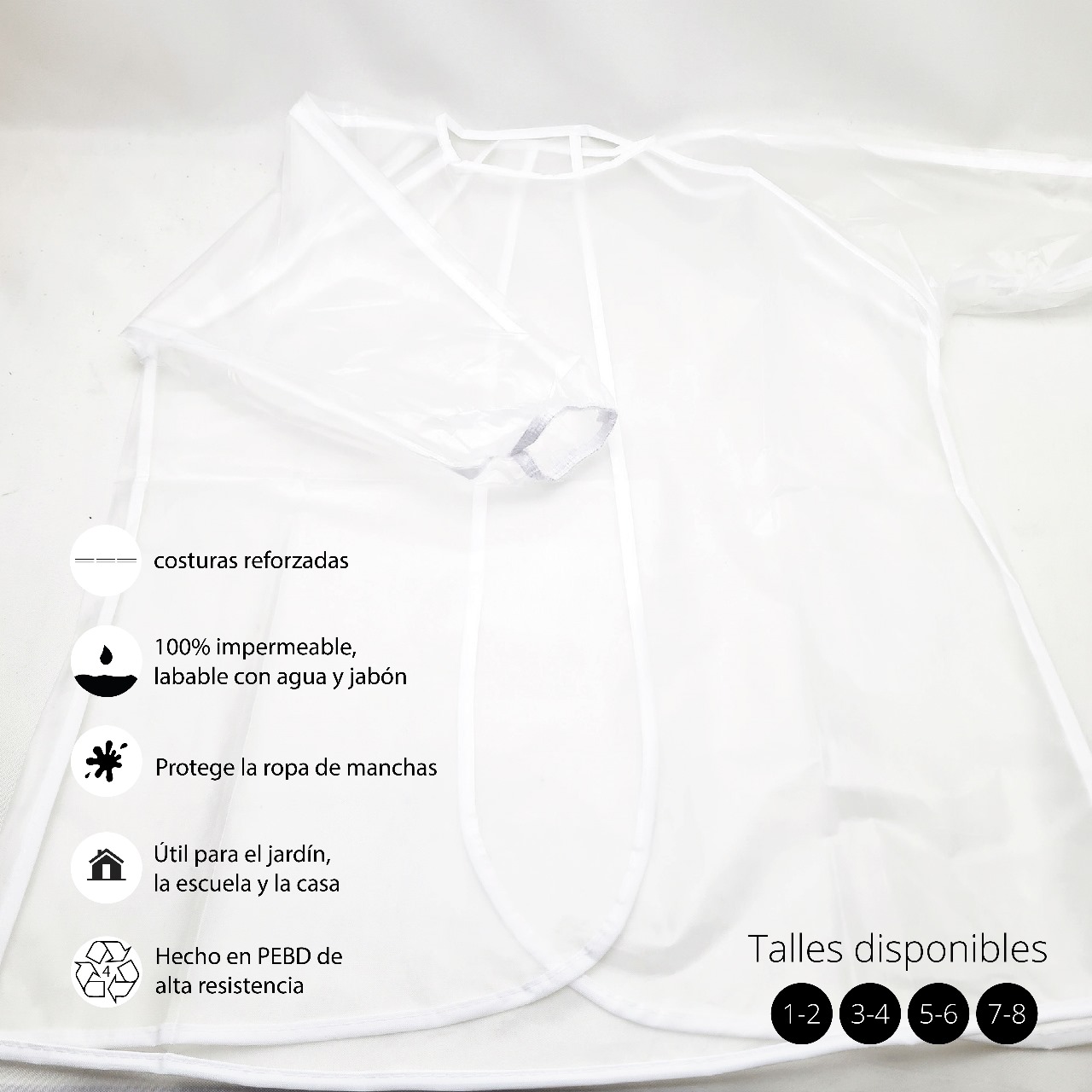 Pintorcito Plástico Impermeable Jardín Salva Ropa V. Talles - Imagen 3