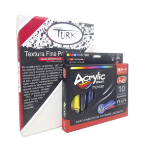 Simple Kit Arte Fibrones Acrílicos + Bastidor 18×24 Pintar