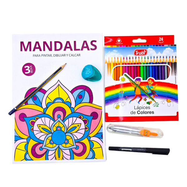 Set Kit Arte Mándalas Para Pintar Colorear Infantil Niños - Imagen 3