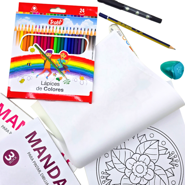 Set Kit Arte Mándalas Para Pintar Colorear Infantil Niños - Imagen 4